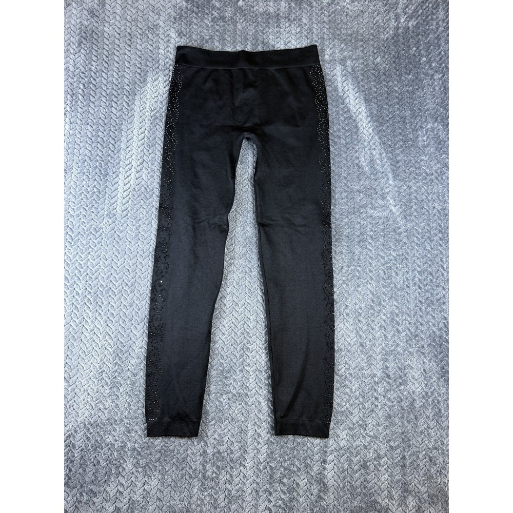 Romeo & Juliet Couture Leggings Womens Medium Black Rhinestone Mid Rise RJ20104